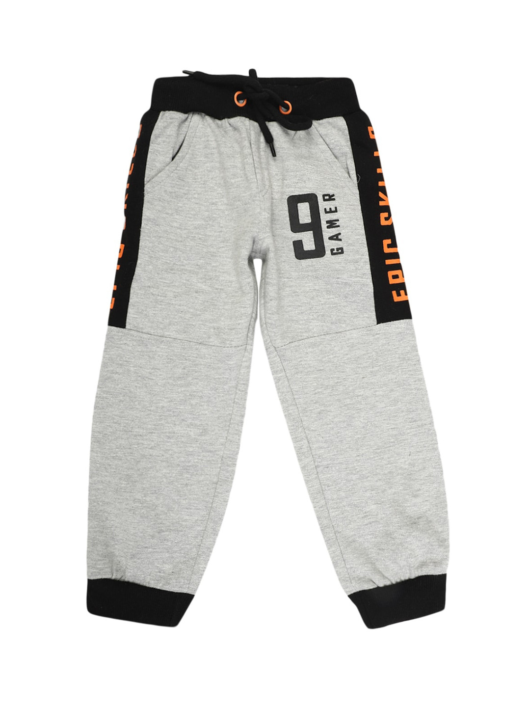 

V-Mart Boys Grey Melange Printed Joggers