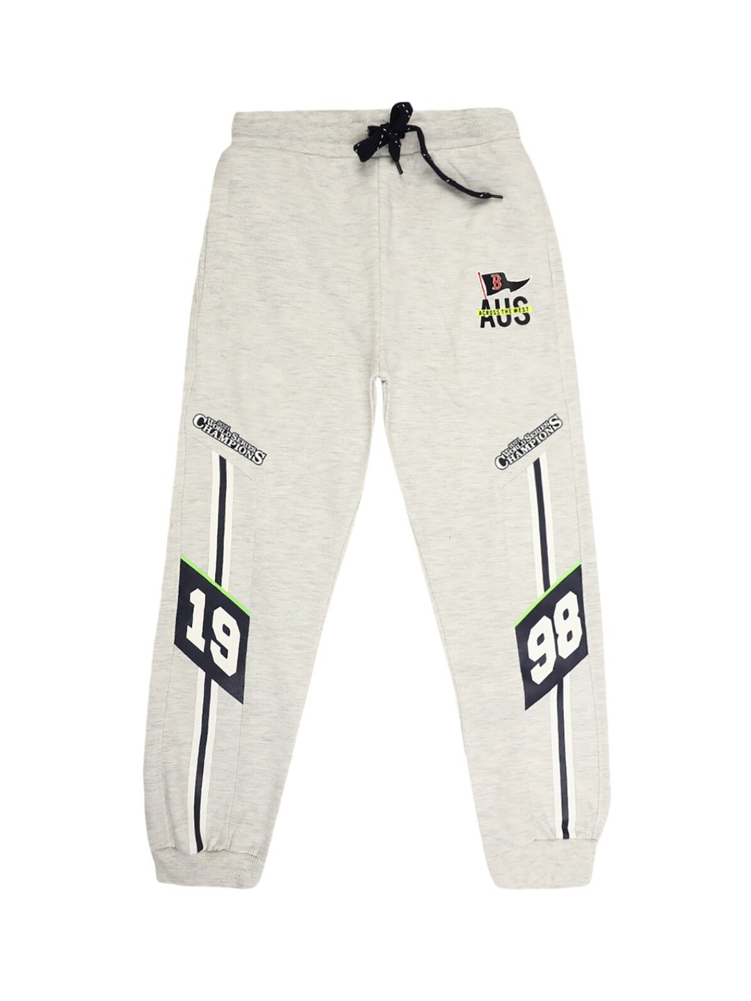 

V-Mart Boys Grey Melange Printed Jogger Track Pant