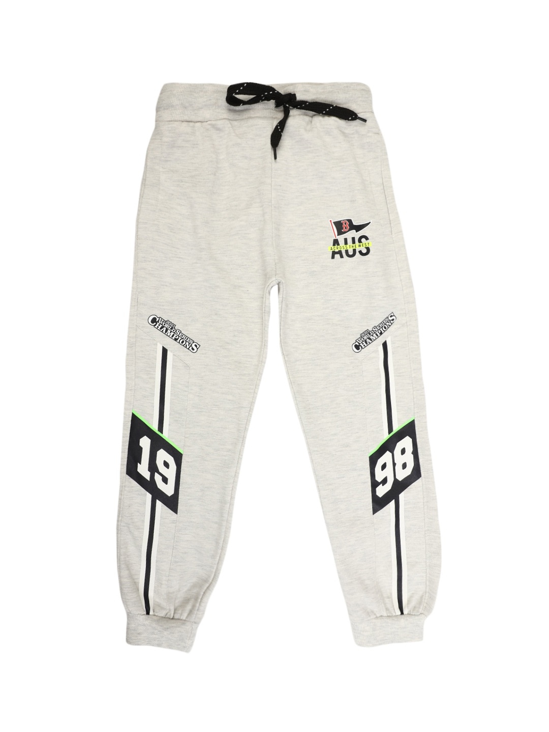 

V-Mart Boys Grey Melange Printed Cotton Fleece Joggers