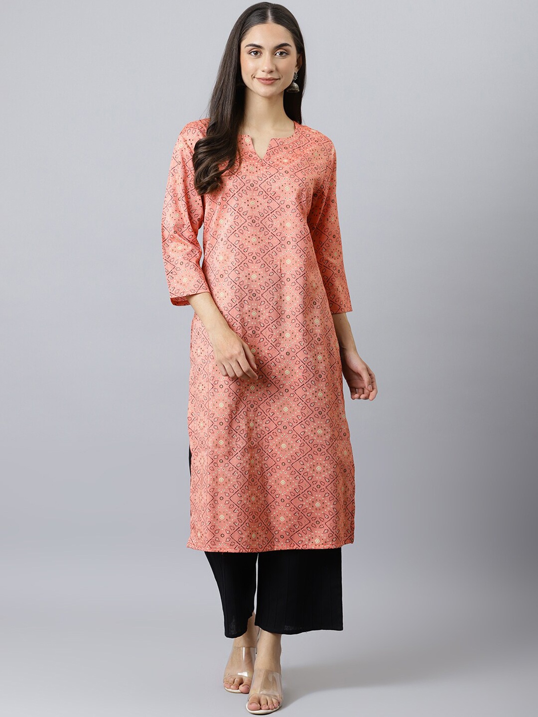 

Lagashi Women Pink Geometric Printed Kurta