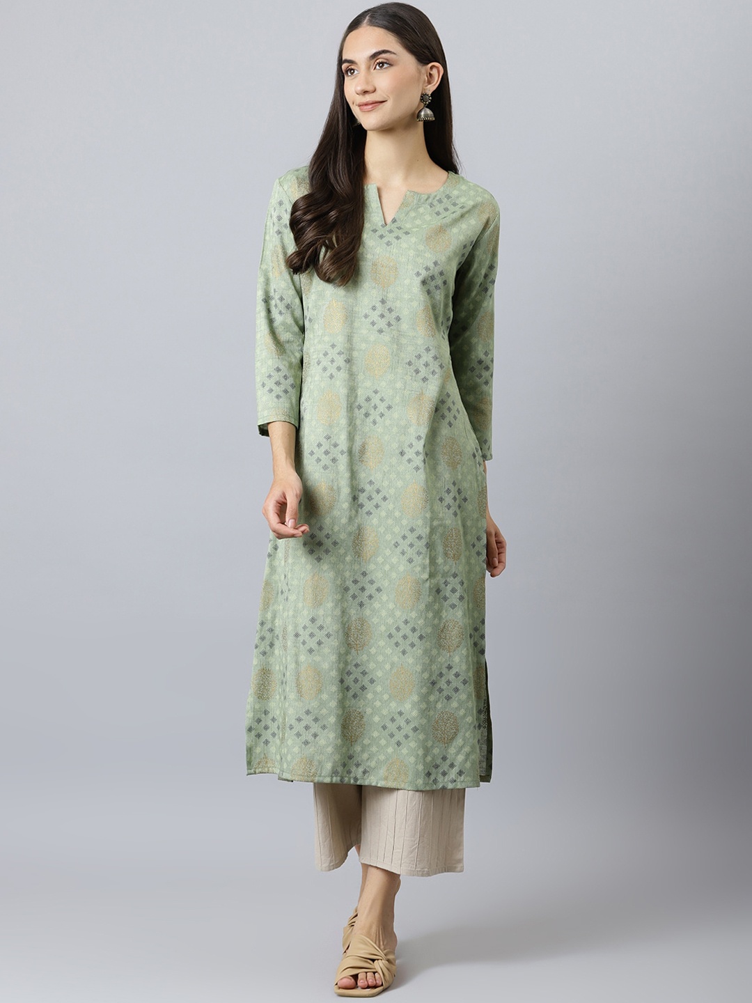 

Lagashi Women Green Geometric Printed Kurta