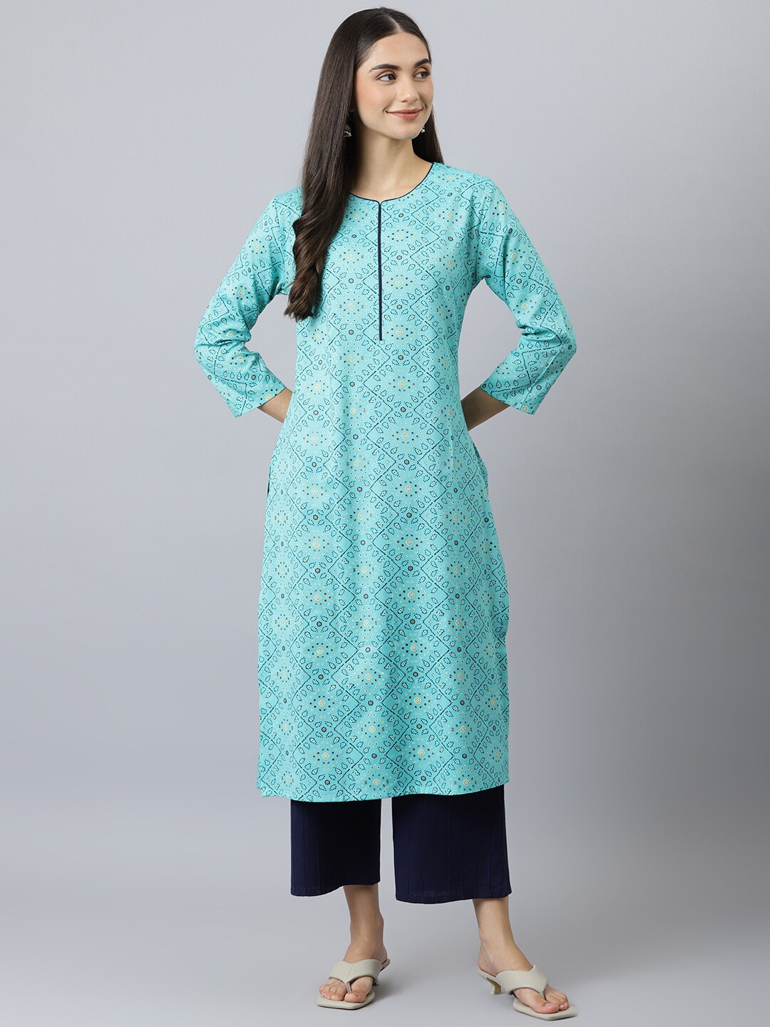 

Lagashi Women Blue Geometric Printed Kurta