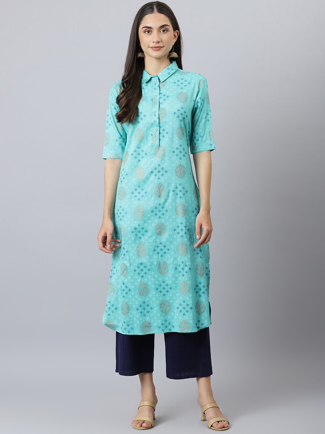 

Lagashi Women Blue Ethnic Motifs Printed Kurta