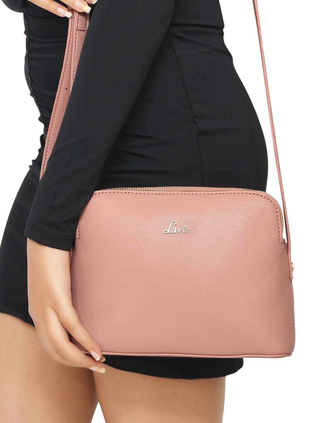 

Lavie Women 3C Kate Peach-Coloured Structured Sling Bag
