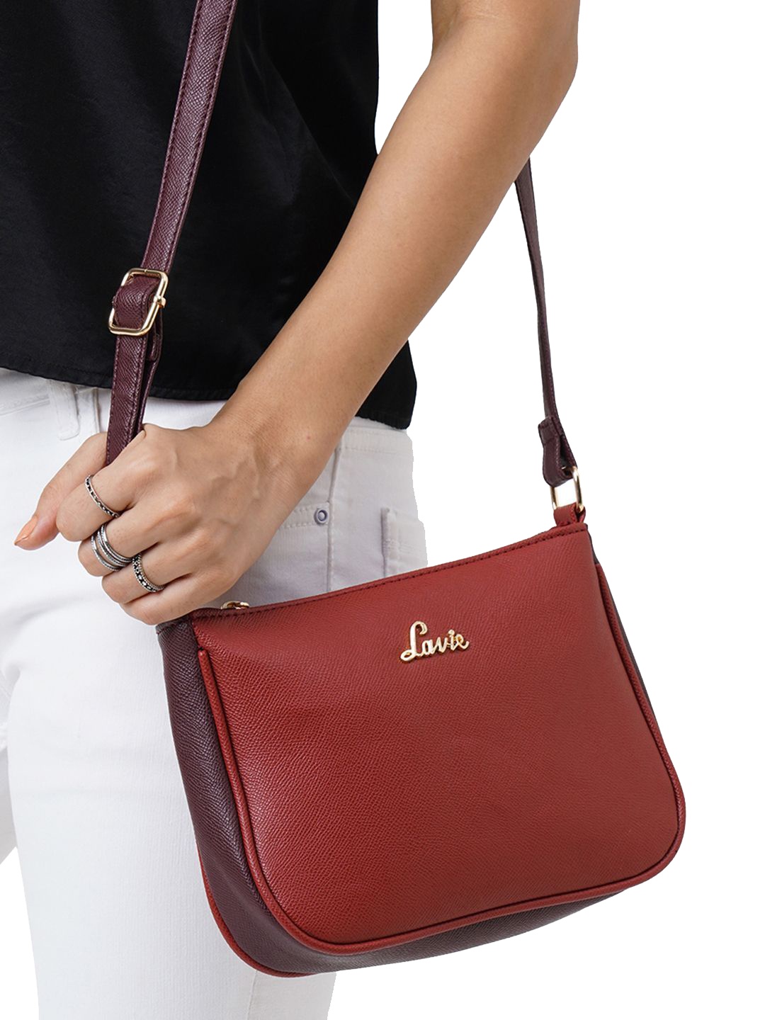 

Lavie Women Red Tonal Keg Slingbag