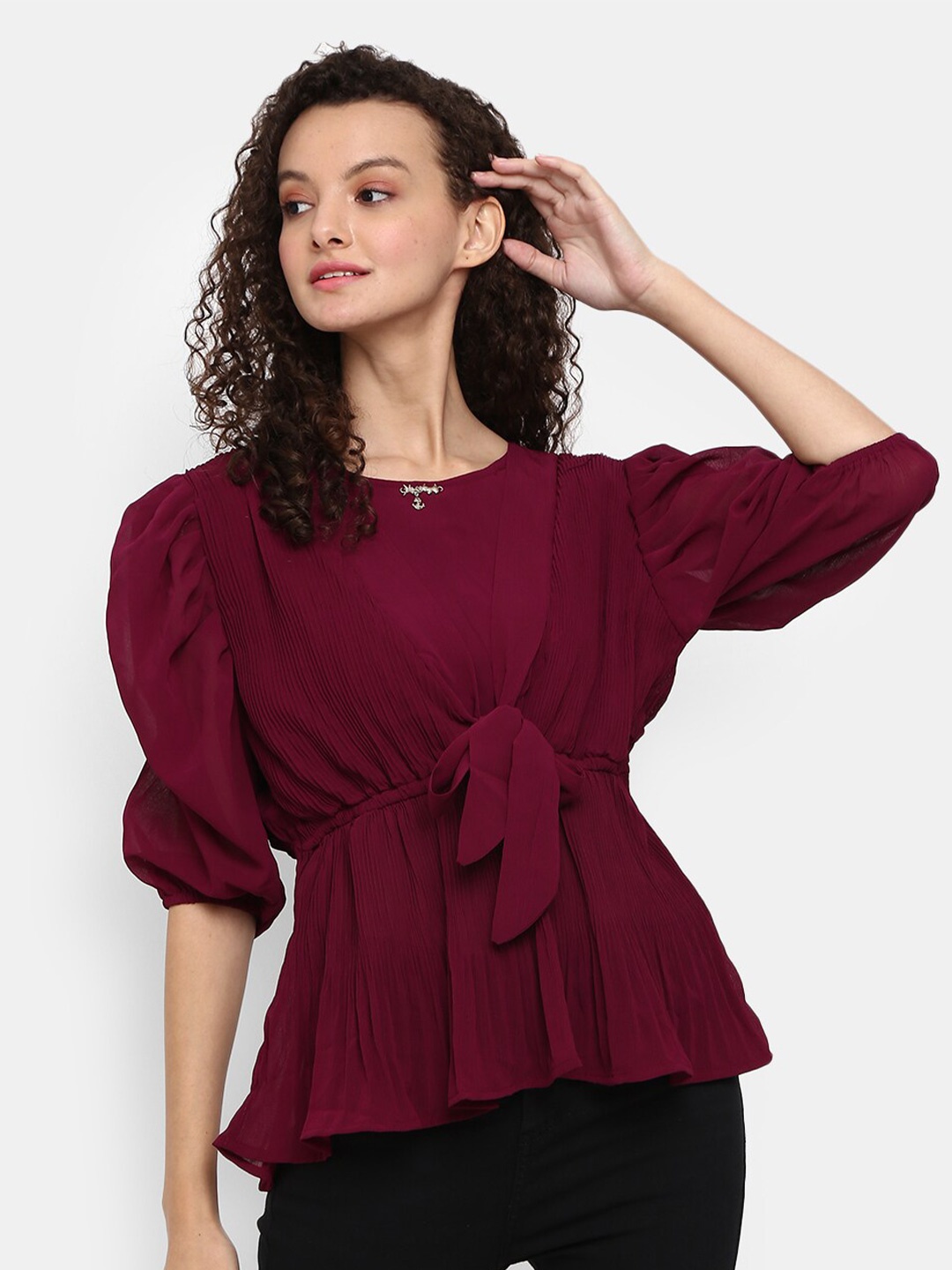 

V-Mart Purple Cinched Waist Top
