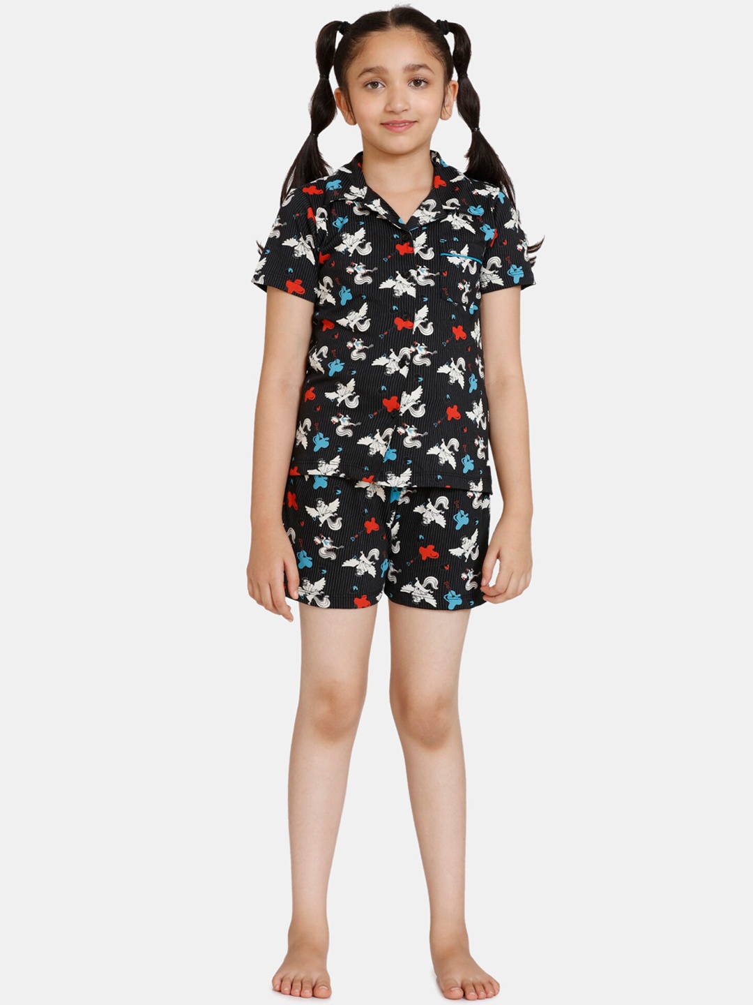 

Zivame Girls Black & White Printed Night Suit