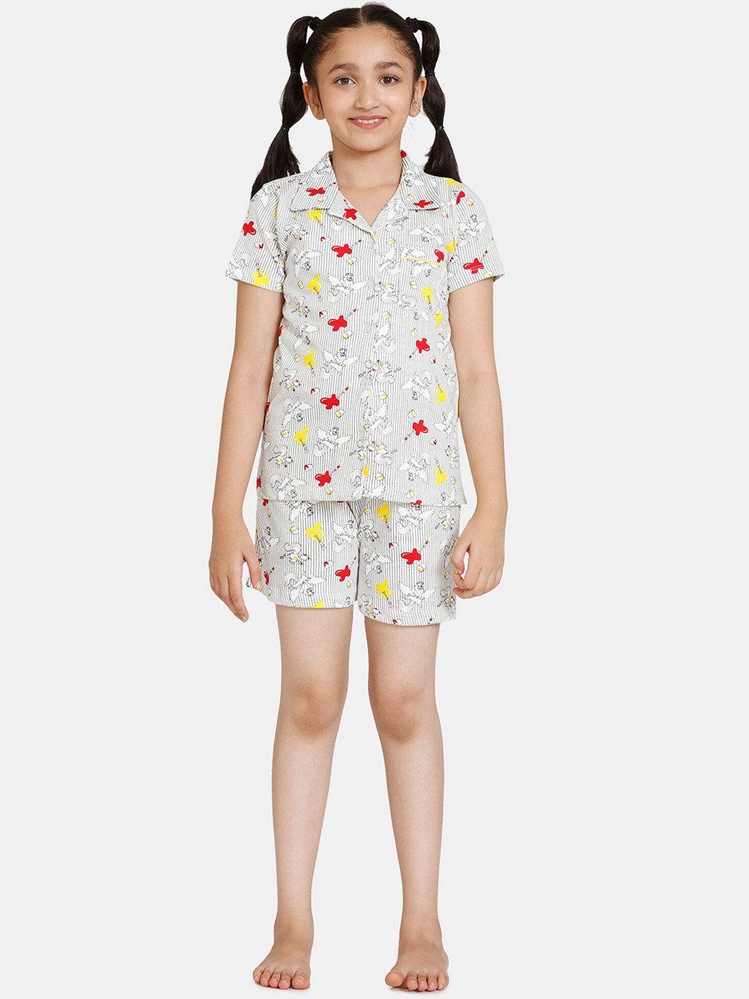 

Zivame Girls White & Grey Printed Night Suit