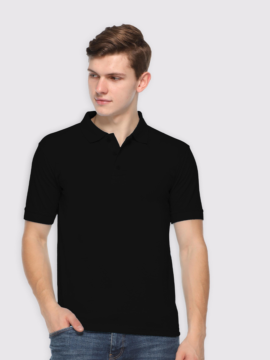 

Kanvin Men Black Polo Collar T-shirt