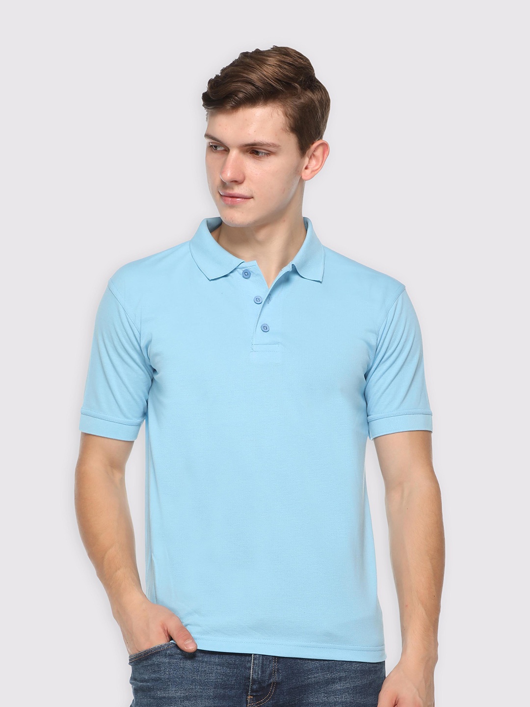 

Kanvin Men Blue Polo Collar T-shirt