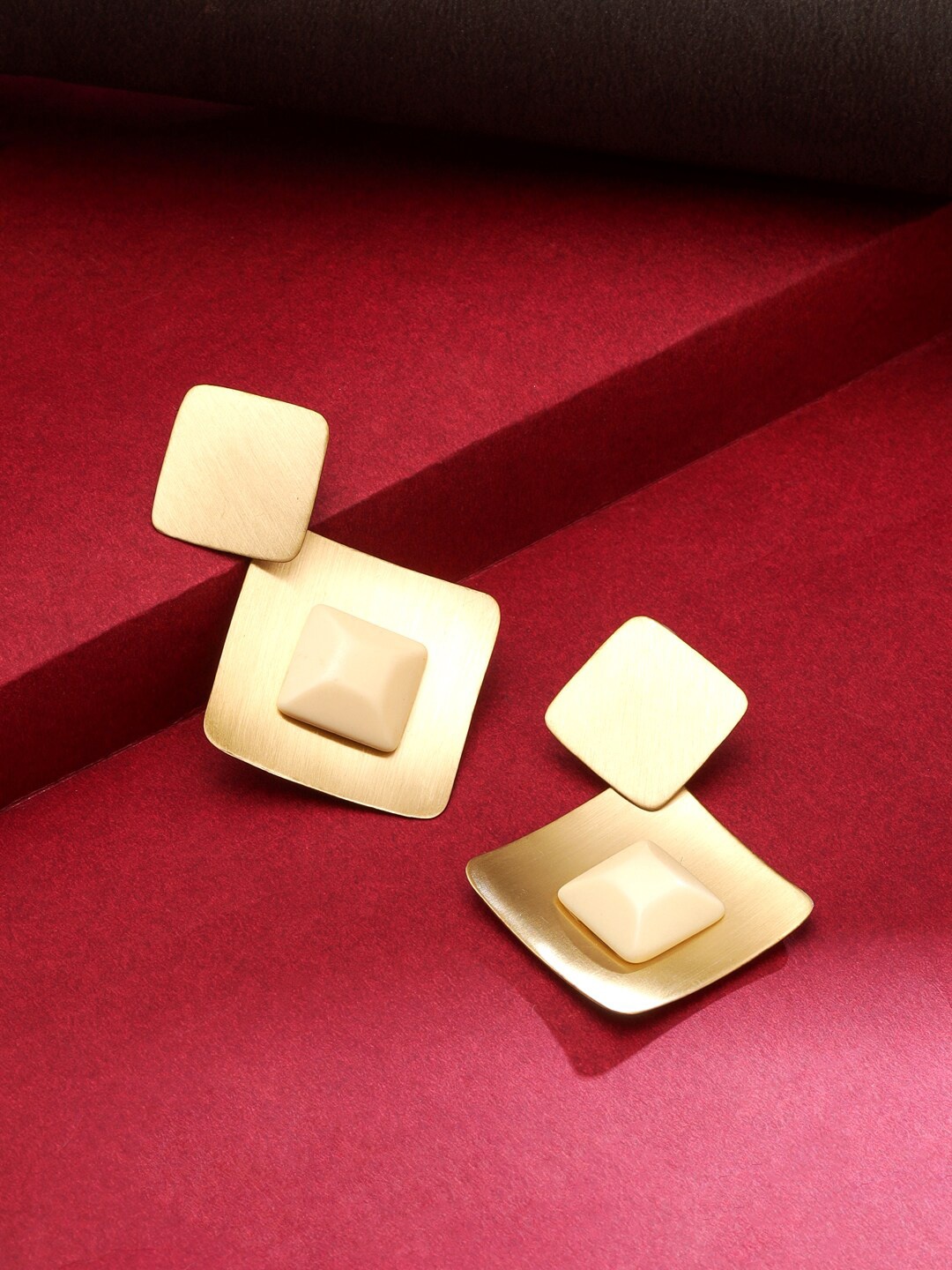 

Yellow Chimes Gold-Plated Geometric Drop Dangler Earrings
