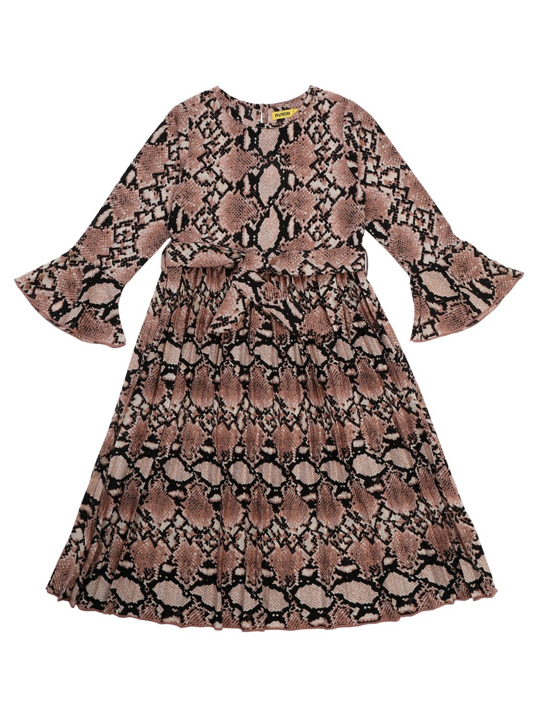 

NYNSH Brown Animal Pleated Fit &Flare Dress
