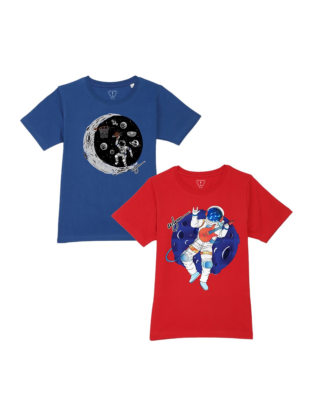 

Wear Your Mind Boys Blue & Red Pack Of 2 Printed T-shirt