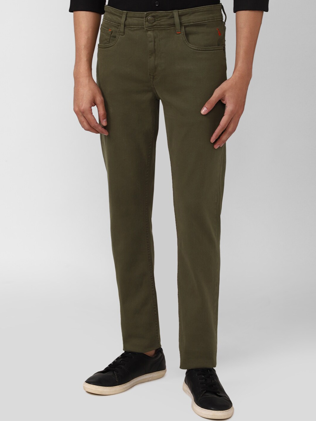 

SIMON CARTER LONDON Men Olive Green Slim Fit Jeans