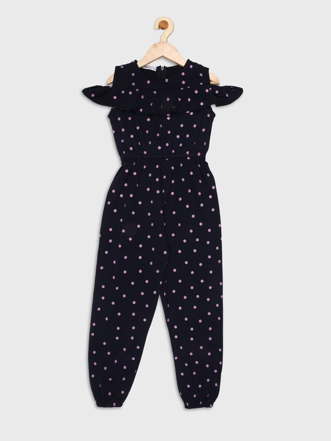 

Nins Moda Girls Navy Blue & Pink Printed Basic Jumpsuit