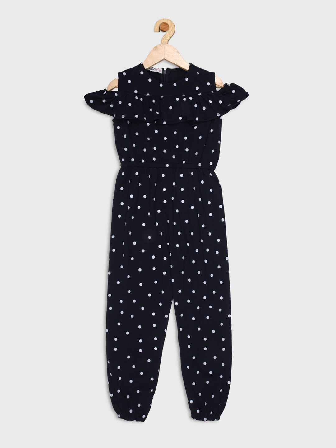 

Nins Moda Girls Navy Blue & White Printed Basic Jumpsuit