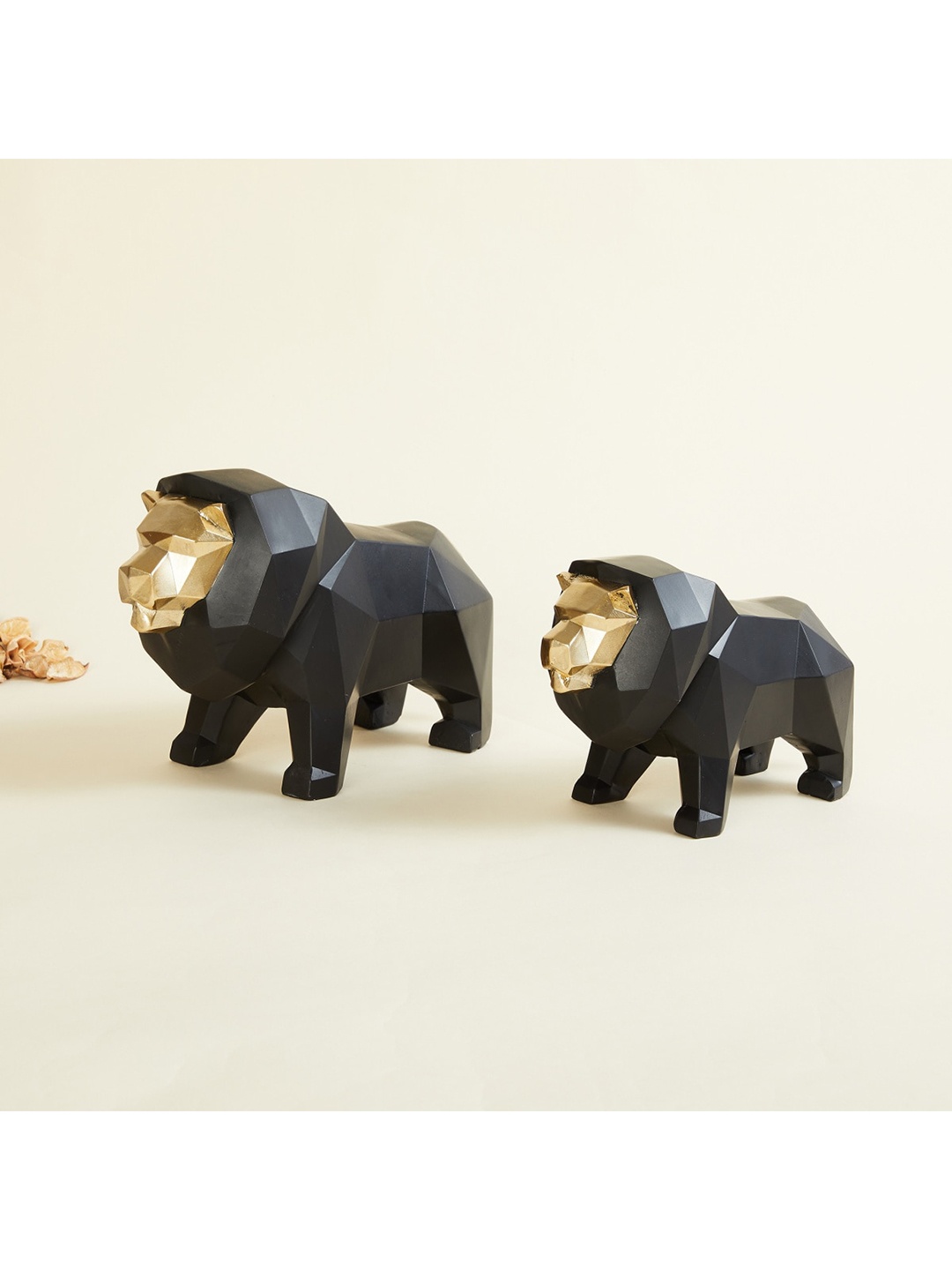 

Home Centre Pack of 2 Magnus Ceramic Lion Figurine, Black