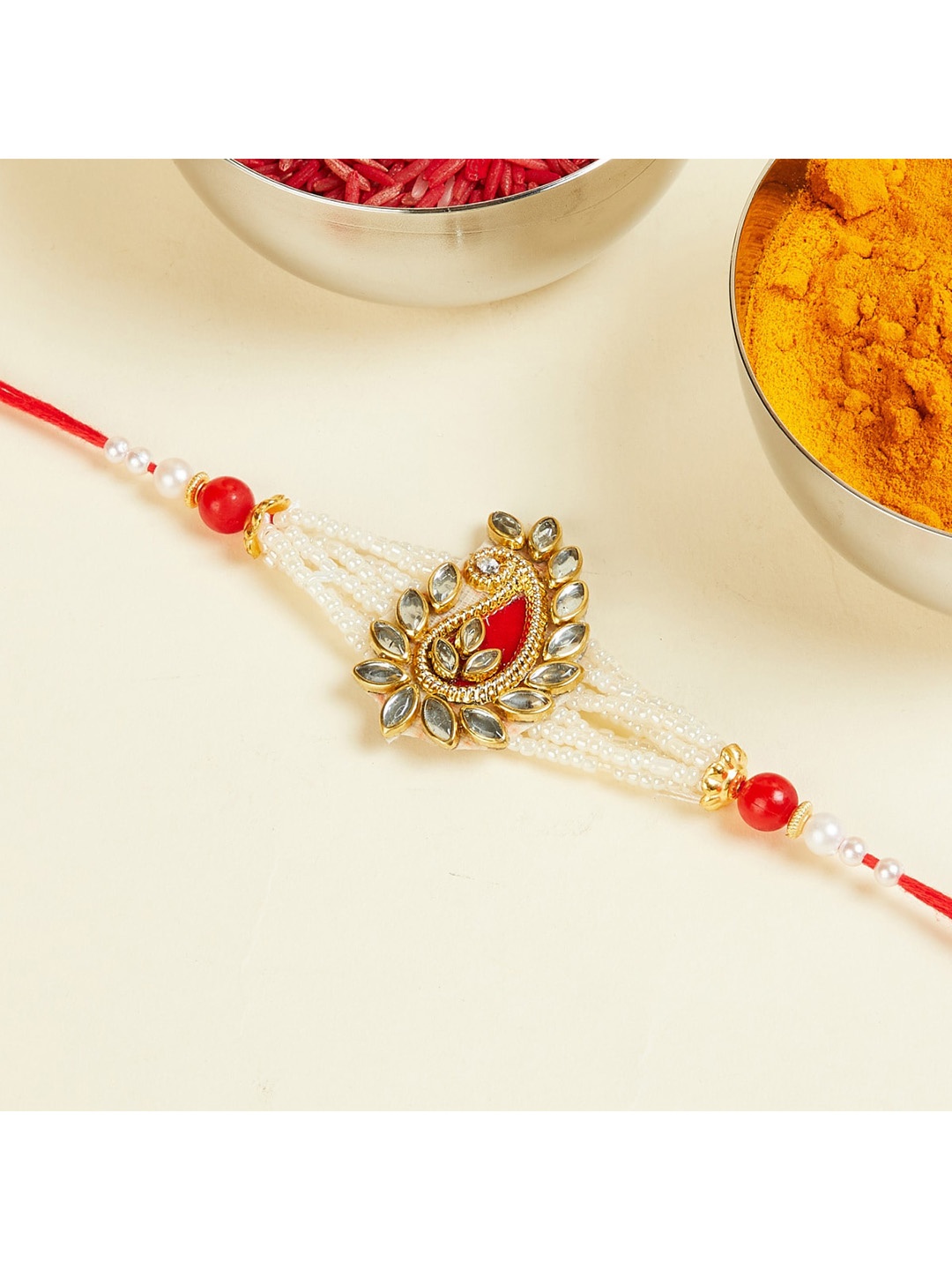 

Home Centre Red & White Bandhan Embellished Rakhi