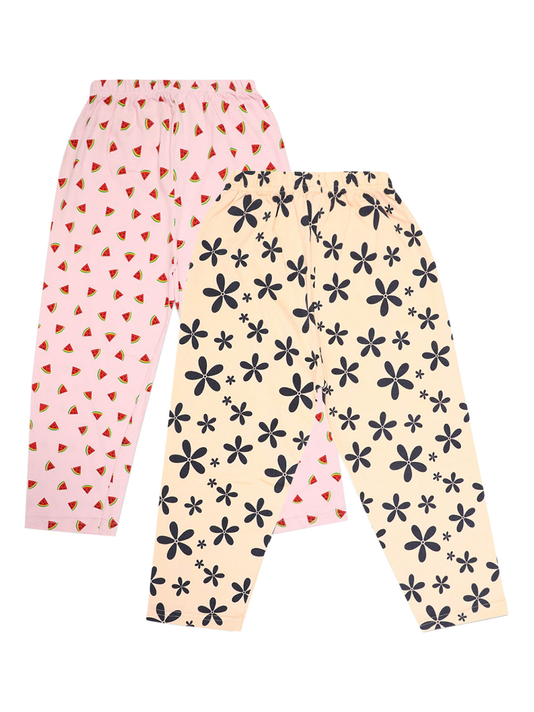 

V-Mart Girls Pack of 2 Peach & Pink Printed Cotton Lounge Pants