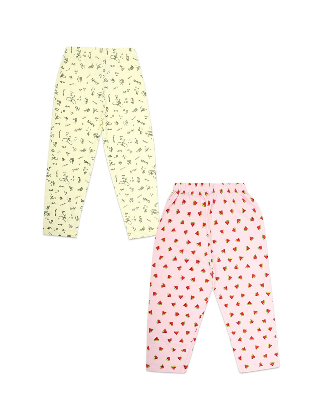

V-Mart Girls Pack of 2 Printed Cotton Lounge Pants, Pink