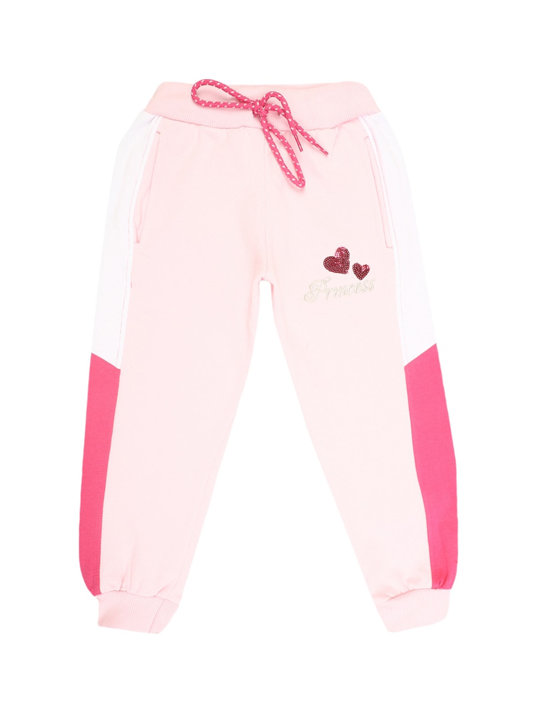 

V-Mart Girls Pink Colourblocked Jogger Track Pants