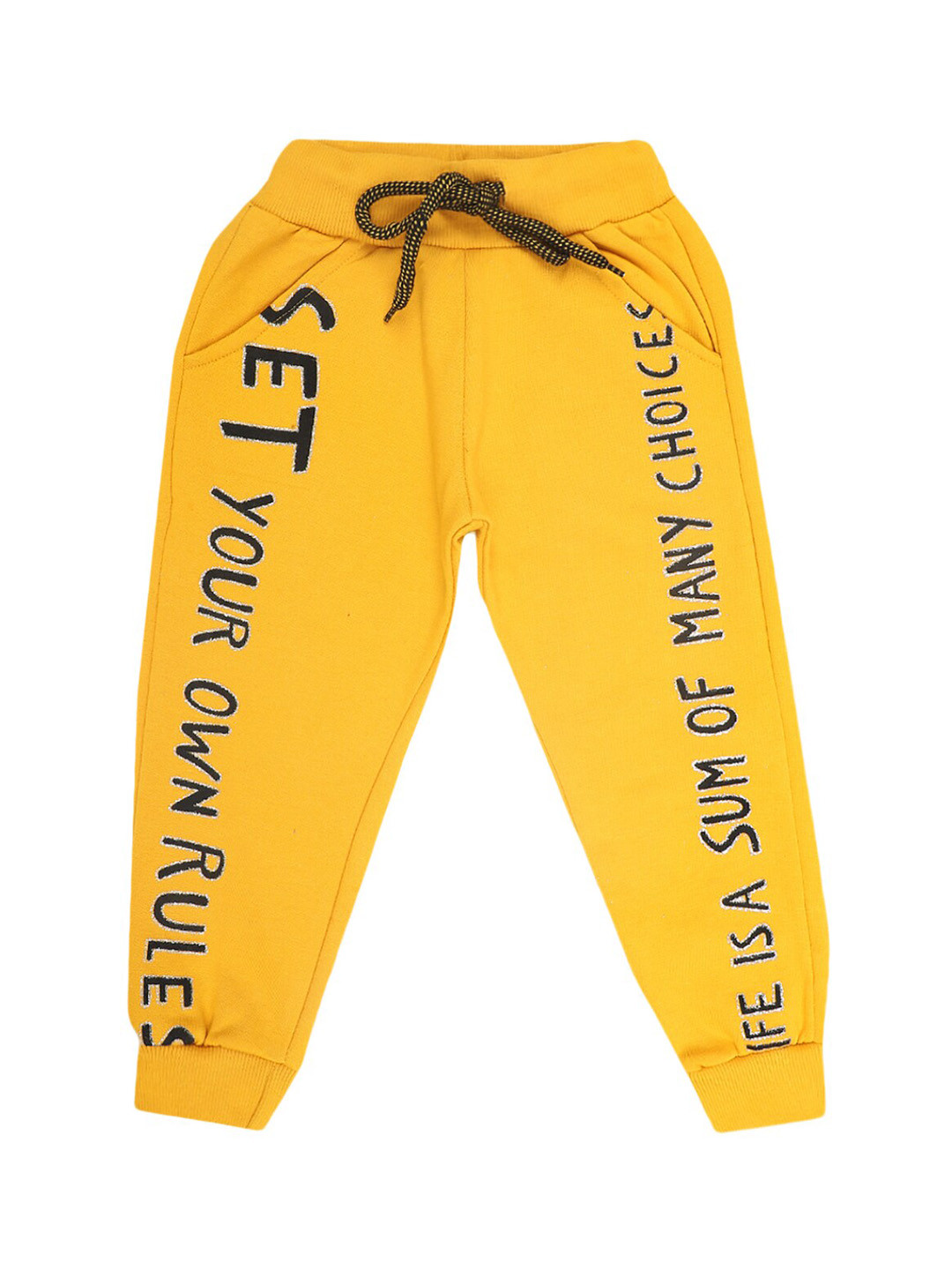 

V-Mart Girls Mustard Yellow Printed Fleece Lounge Joggers