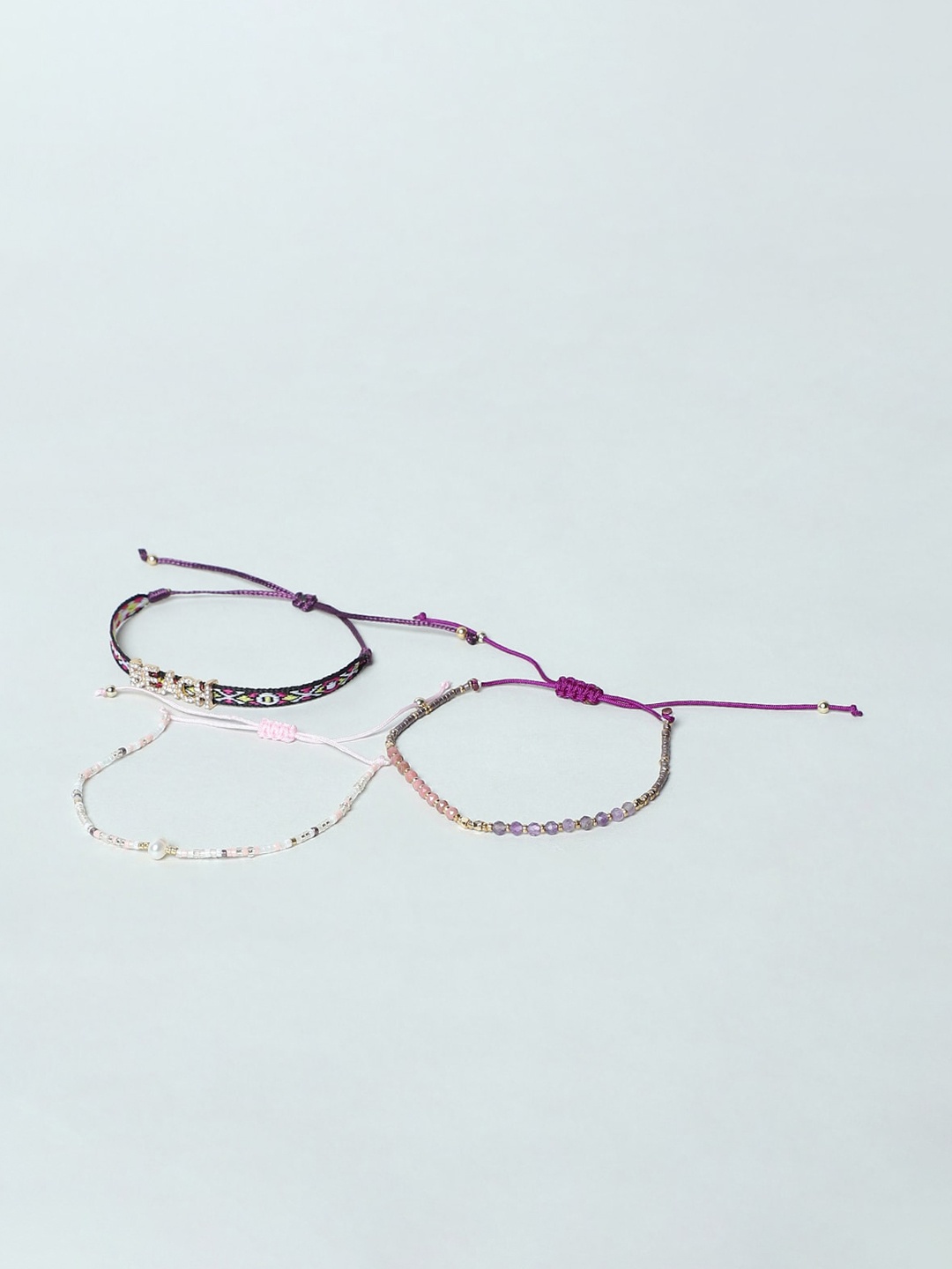 

ONLY Women Set of 3 Purple & Black Link Bracelets
