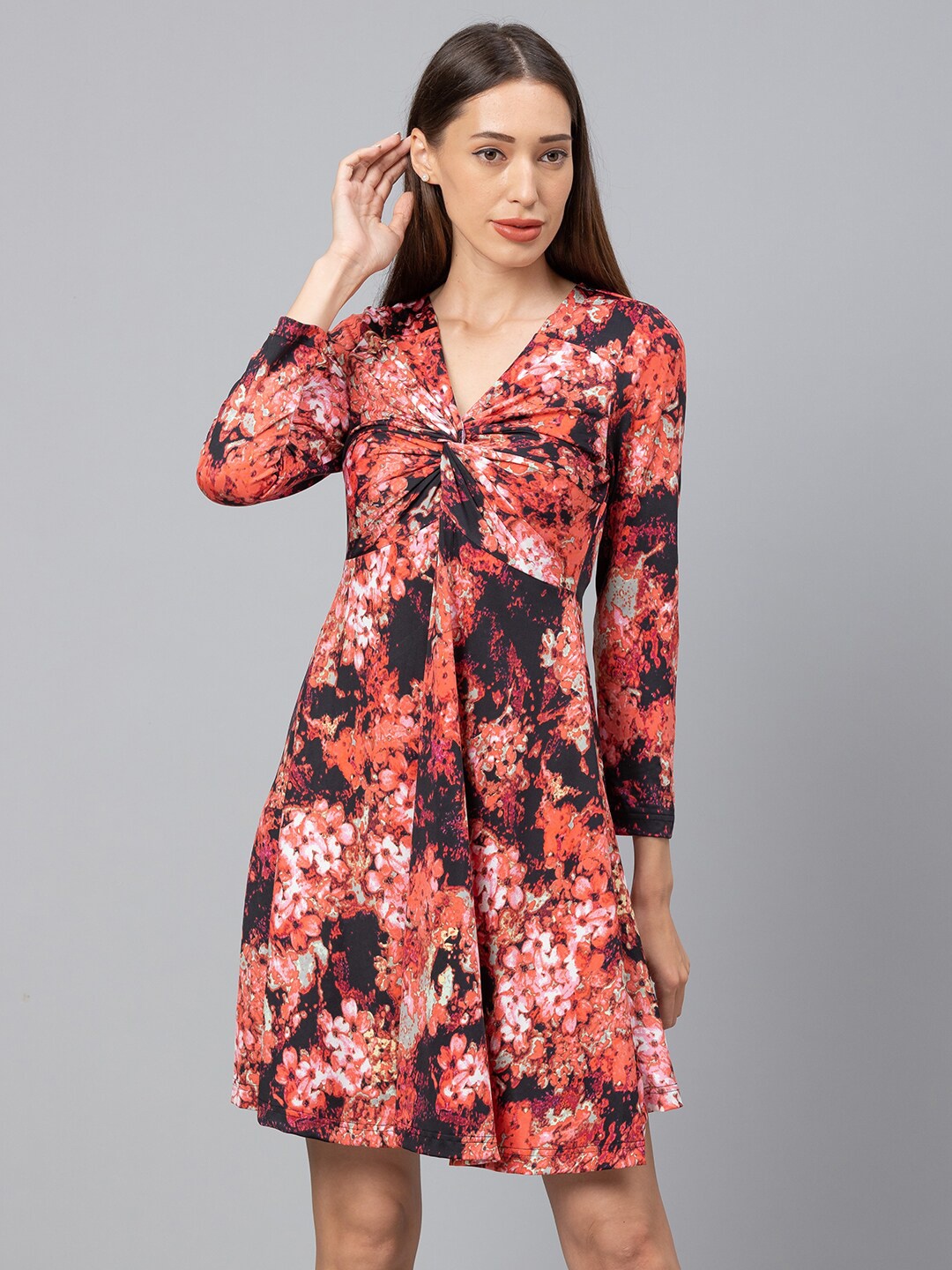 

Globus Women Black & Red Floral Printed Dress