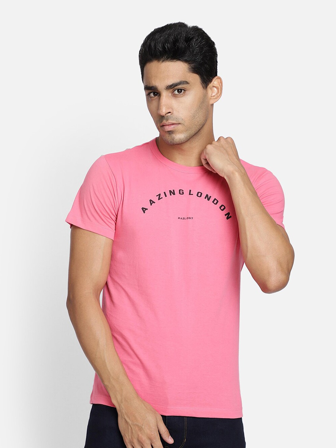 

Aazing London Men Rose Typography Printed T-shirt