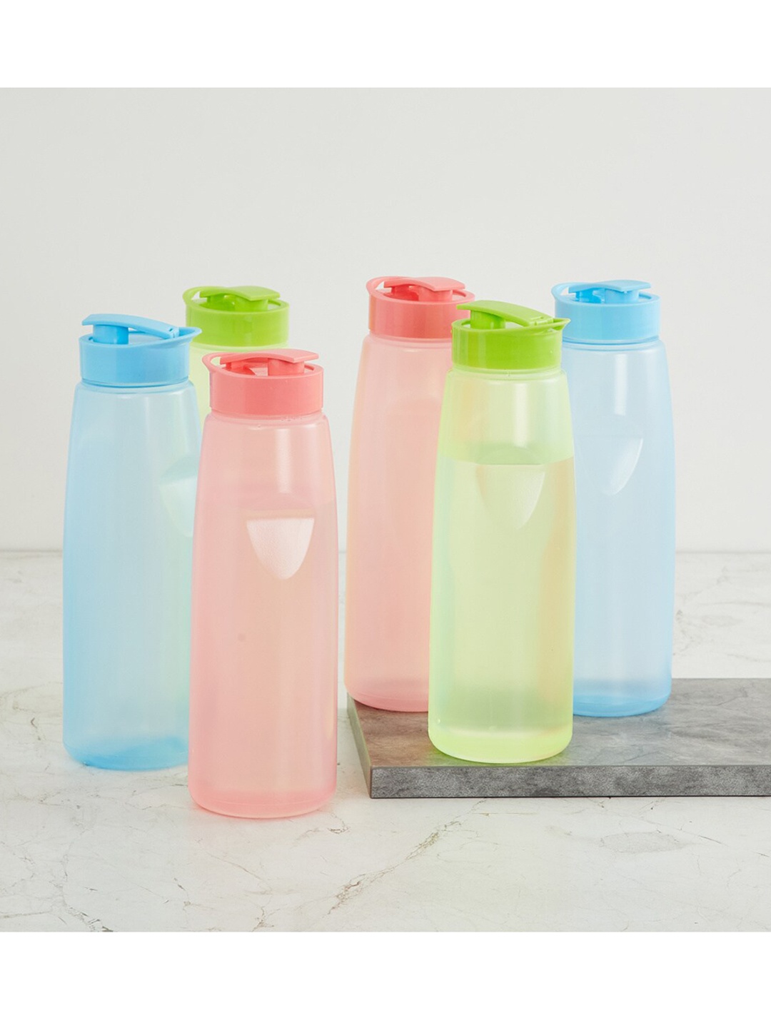 

Home Centre Red Green Blue Set Of 6 Solid Water Bottles