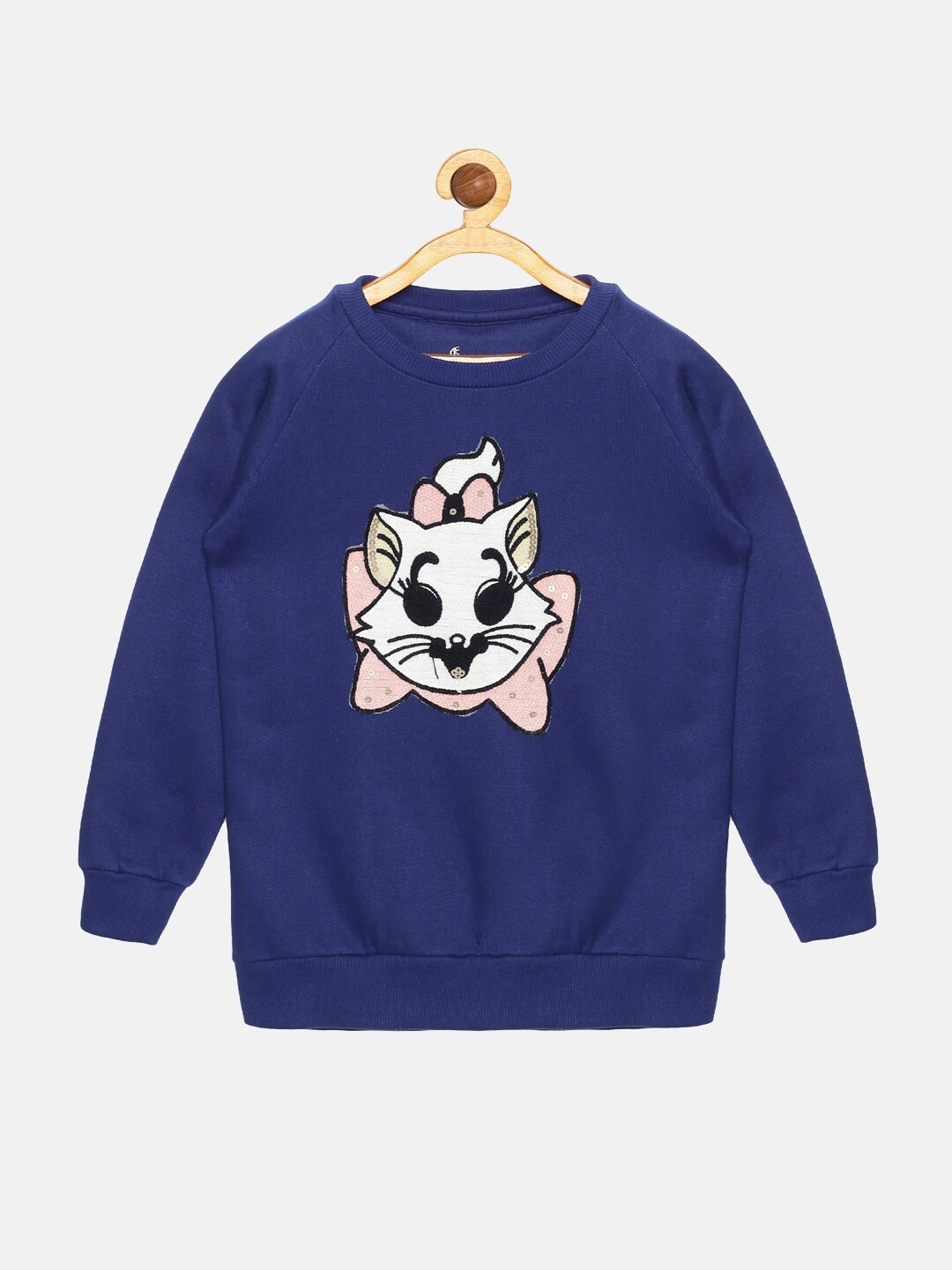 

KiddoPanti Girls Navy Blue Printed Sweatshirt