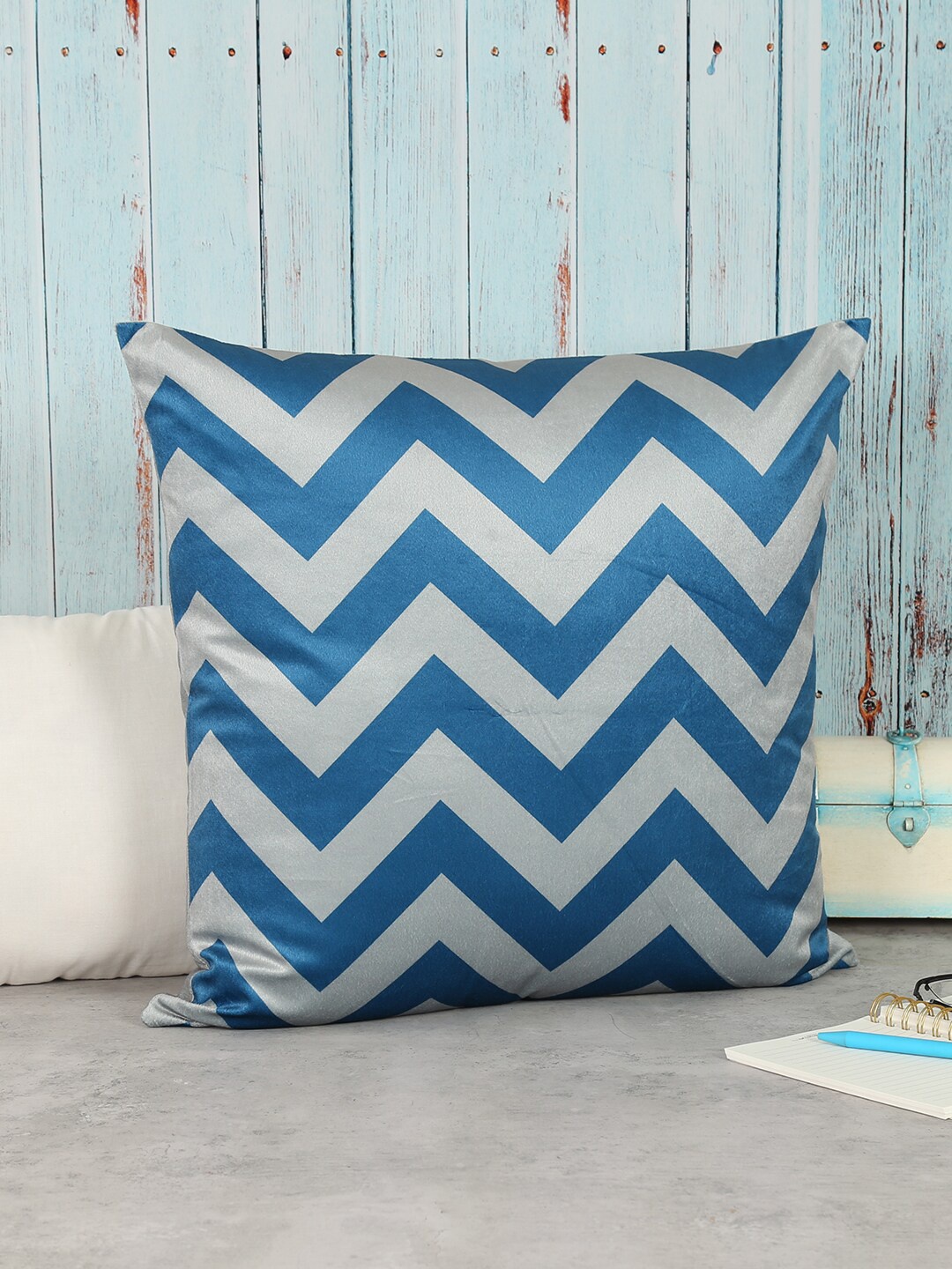 

India Circus by Krsnaa Mehta Blue Velvet Square Cushion Cover