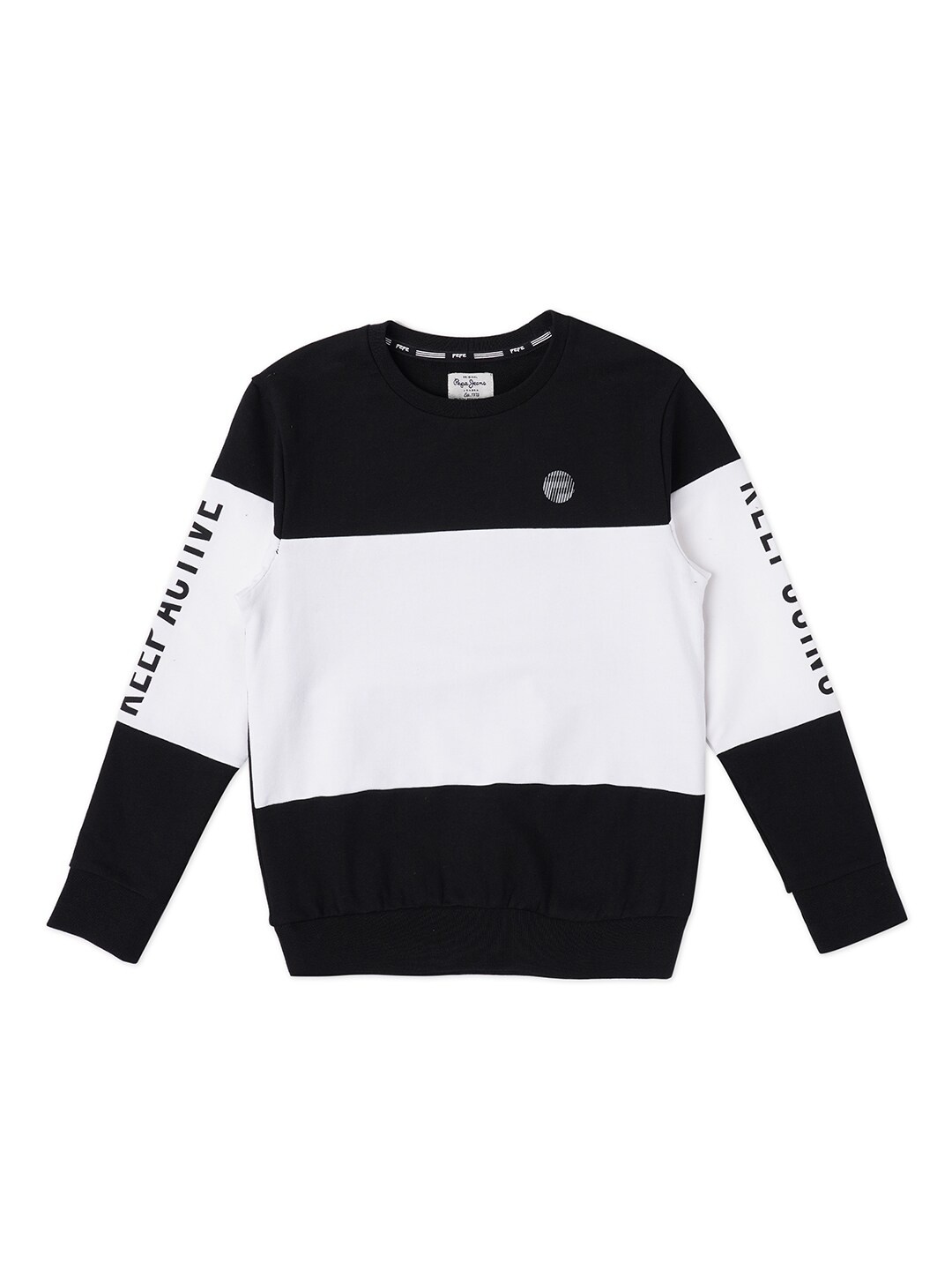 Pepe Jeans Boys Black & White Colourblocked Sweatshirt
