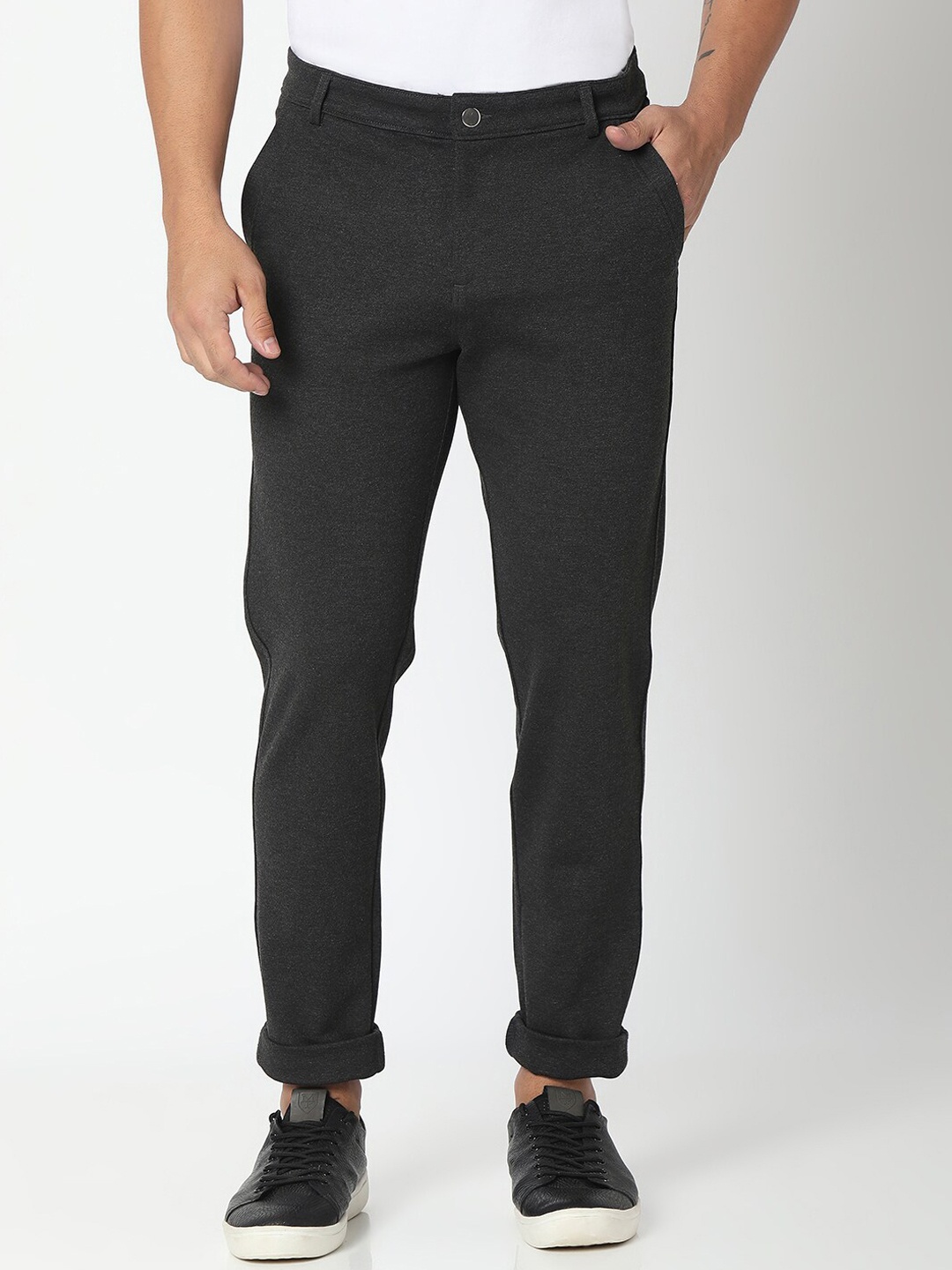 

SPYKAR Men Grey Solid Track Pants