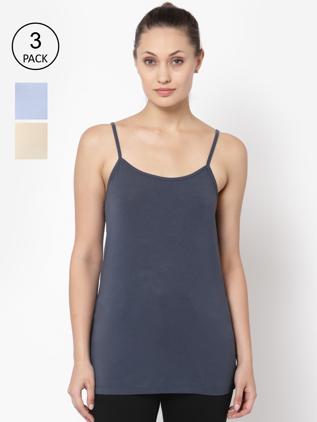 

YOONOY Women Set of 3 Solid Camisoles, Charcoal