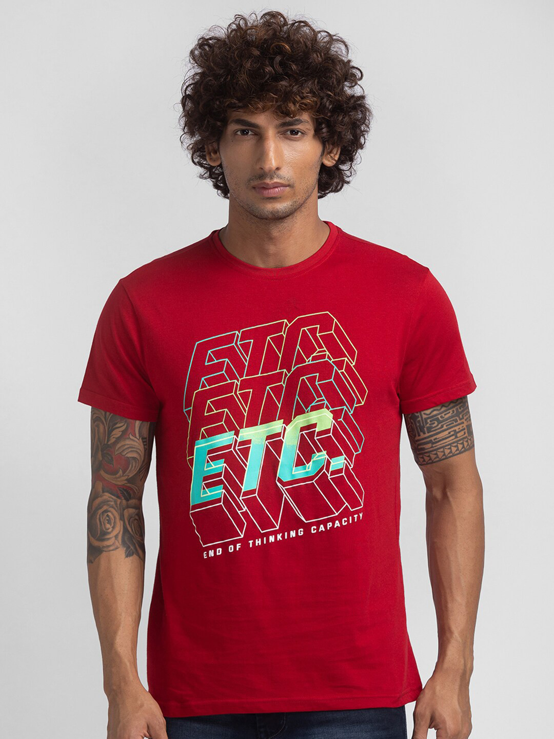 

Globus Men Maroon Printed T-shirt