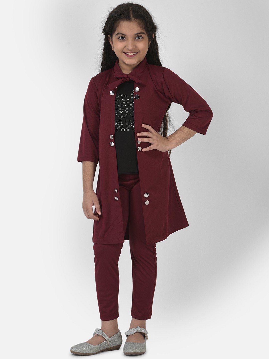 

Elendra jeans Girls Maroon & Black Top with Trousers