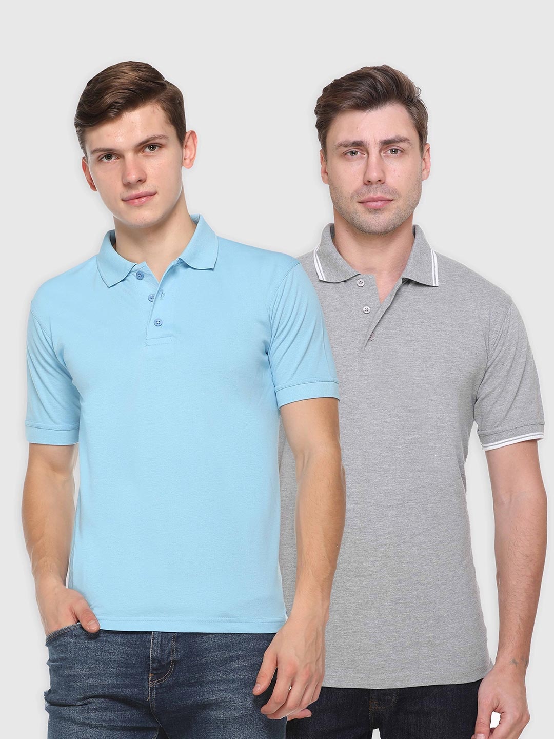 

Kanvin Men Blue Pack Of 2 Polo Collar T-shirt