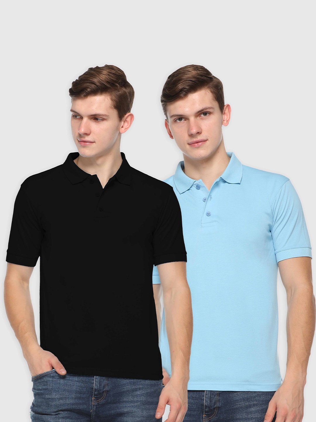 

Kanvin Men Black & Blue 2 Polo Collar T-shirt