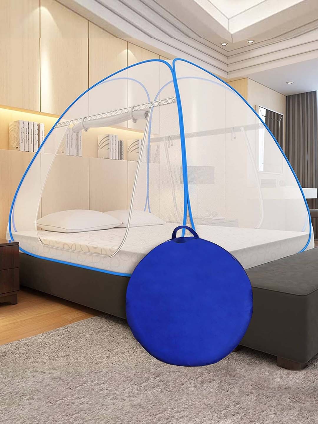 

ALCIONO Blue Solid Foldable Mosquito Nets