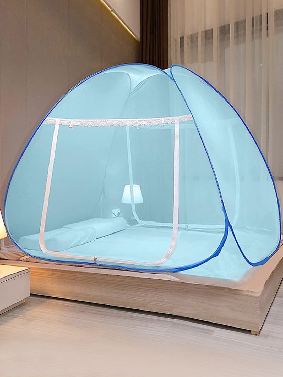 

ALCIONO Blue Solid Foldable Mosquito Nets