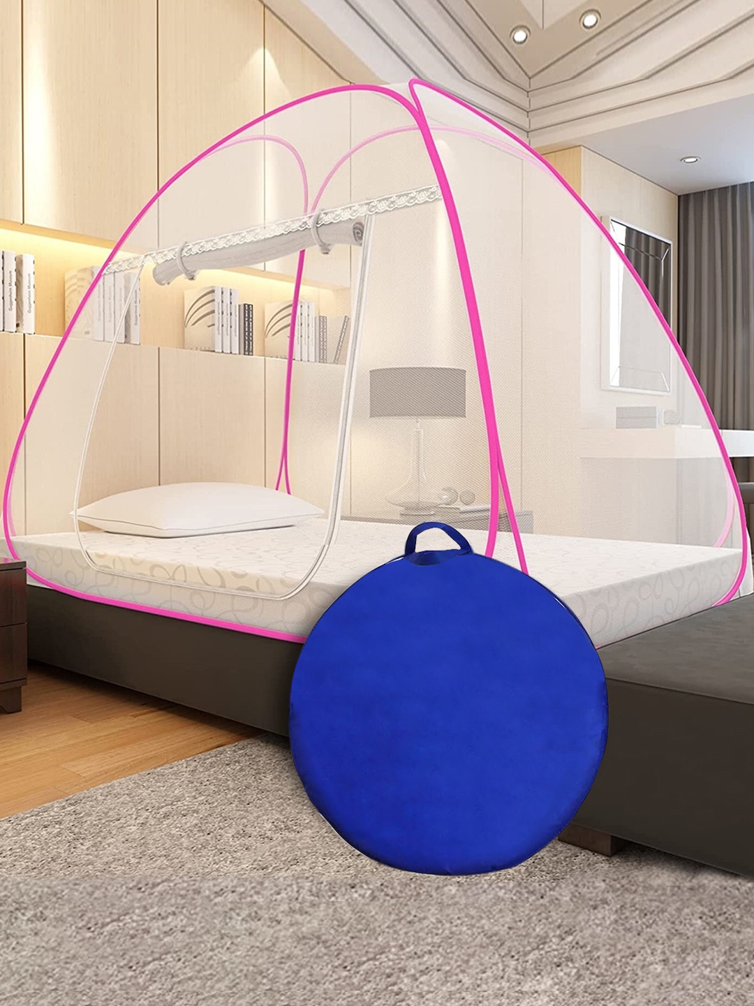 

ALCIONO Pink Solid Foldable Mosquito Nets