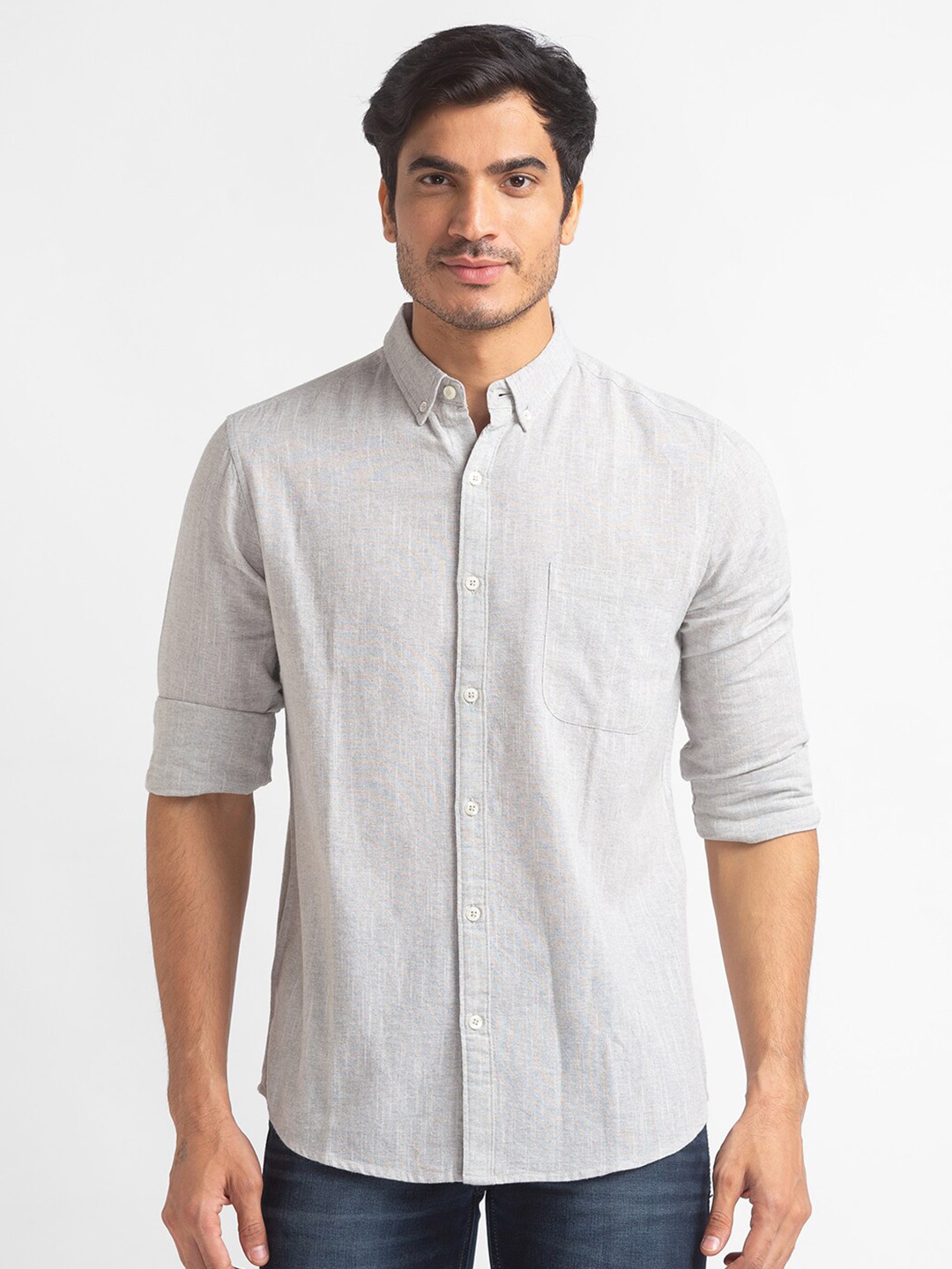 

Globus Men Beige Pure Cotton Casual Shirt