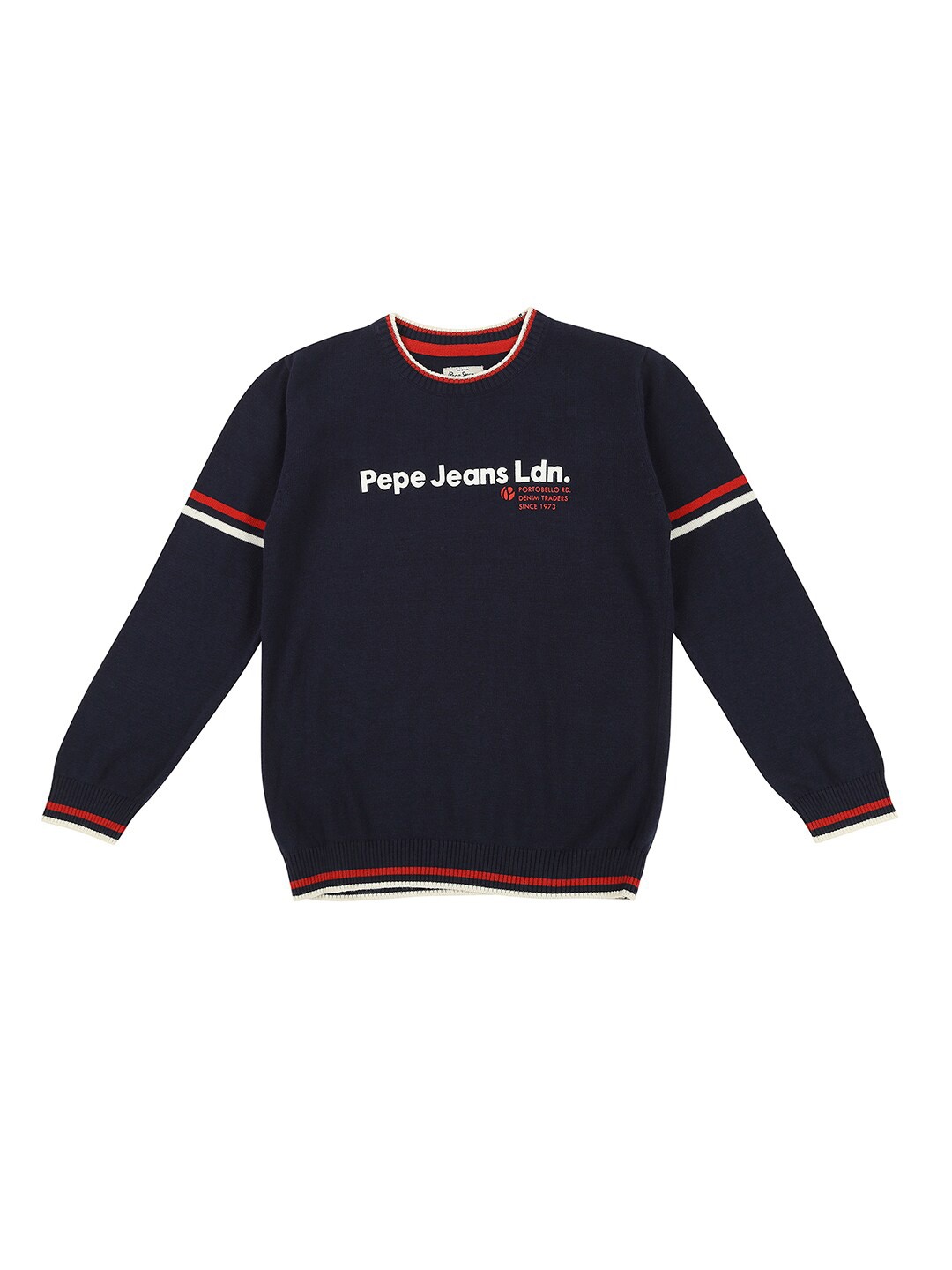 

Pepe Jeans Boys Navy Blue Typography Printed Pullover