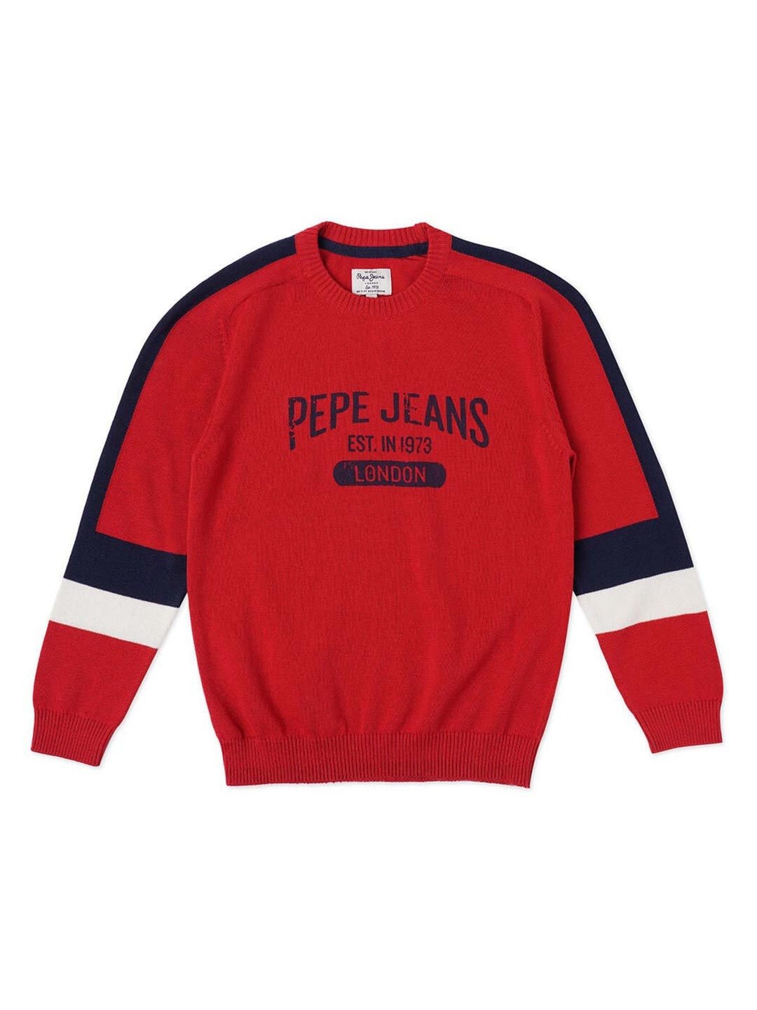 

Pepe Jeans Boys Red & Black Typography Colourblocked Sweater Vest