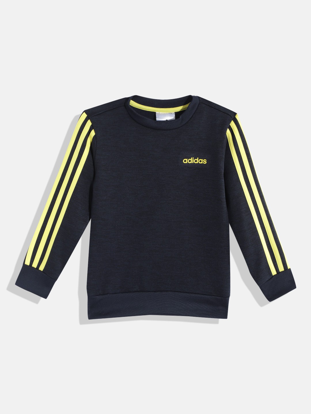 

ADIDAS Boys Navy Blue & Yellow Brand Logo Print Detail Lin 3S Crw Swt Sweatshirts
