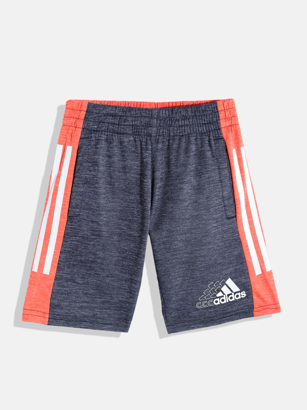 

ADIDAS Boys Navy Blue Solid Shorts with Side Taping