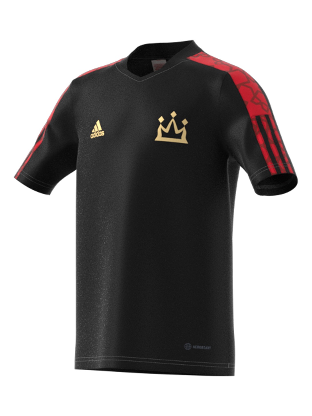 

ADIDAS Boys Black & Golden Brand Logo Print Salah Training Jersey T-shirt