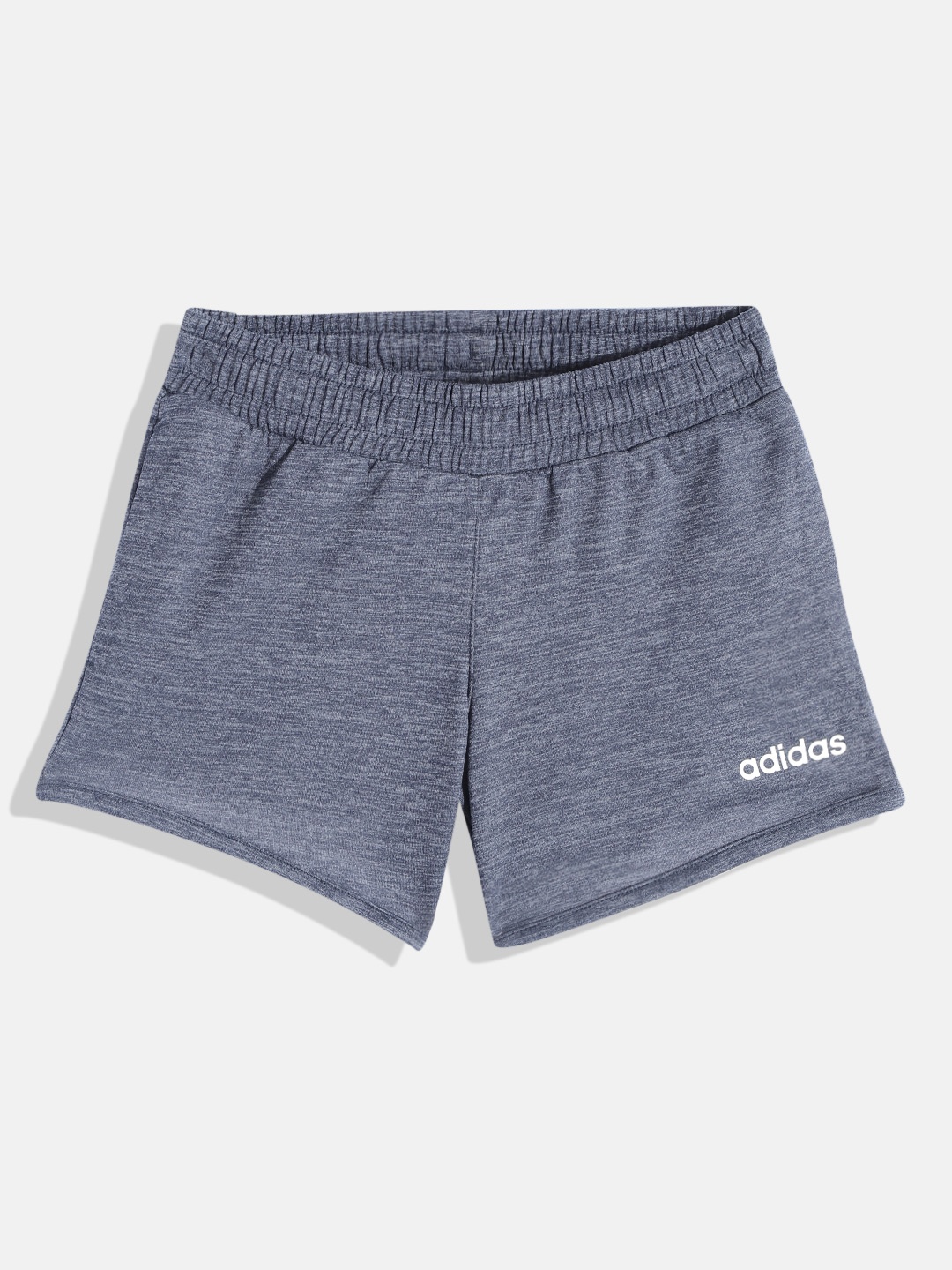 

ADIDAS Girls Navy Blue Brand Logo Detail Melange Effect Sports Shorts