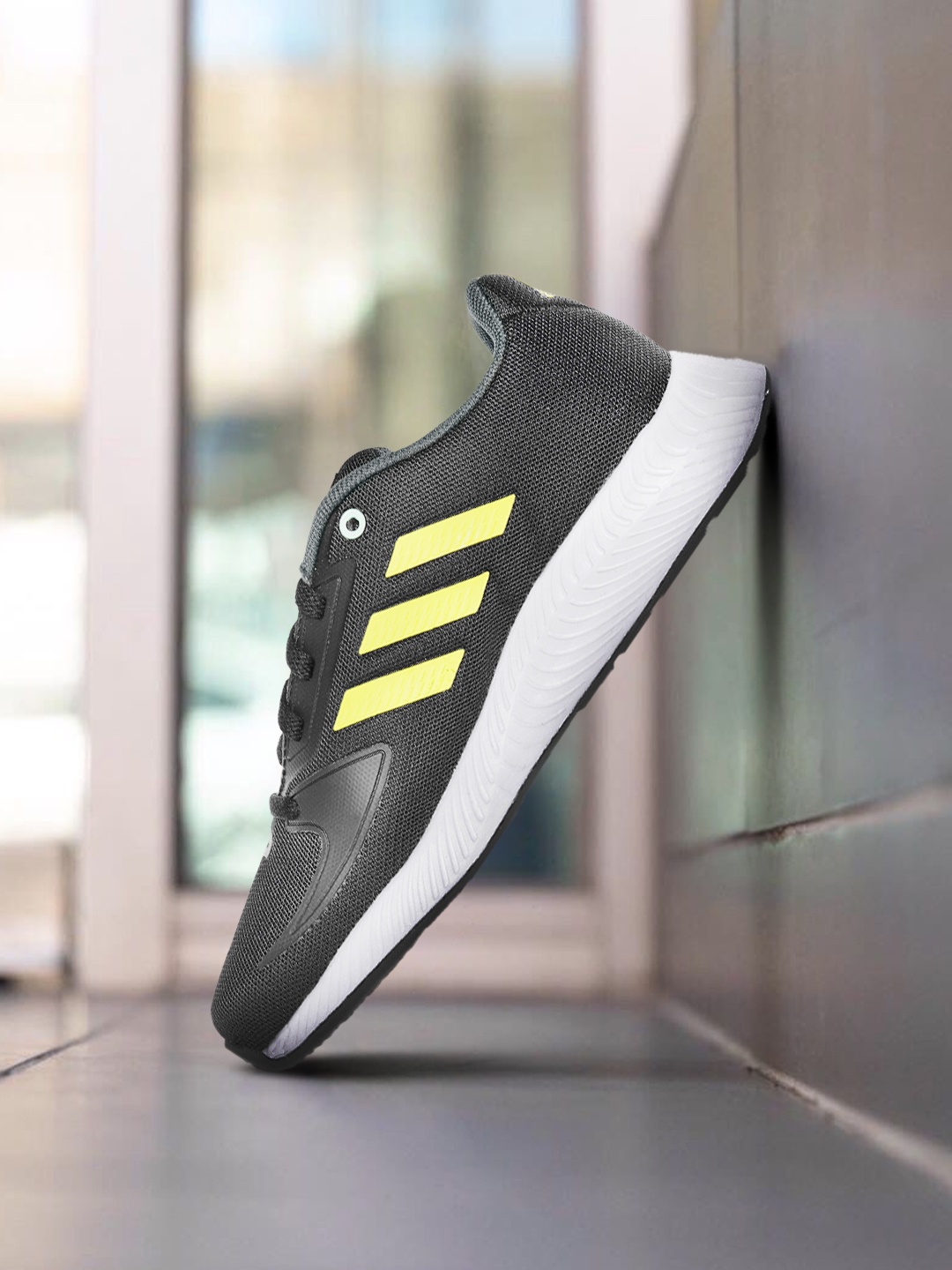 

ADIDAS Kids Black & Yellow RUNFALCON 2.0 K Running Shoes